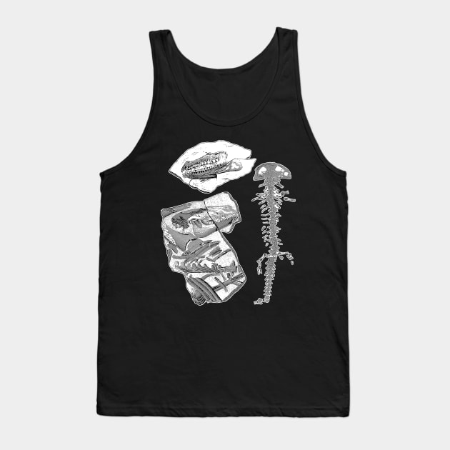 Dinosaur Fossils | Paleontology Archeology Dino Bones Tank Top by encycloart